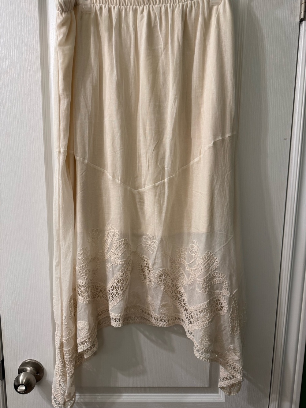 Boho Lace Hem Cream Women's Skirt
